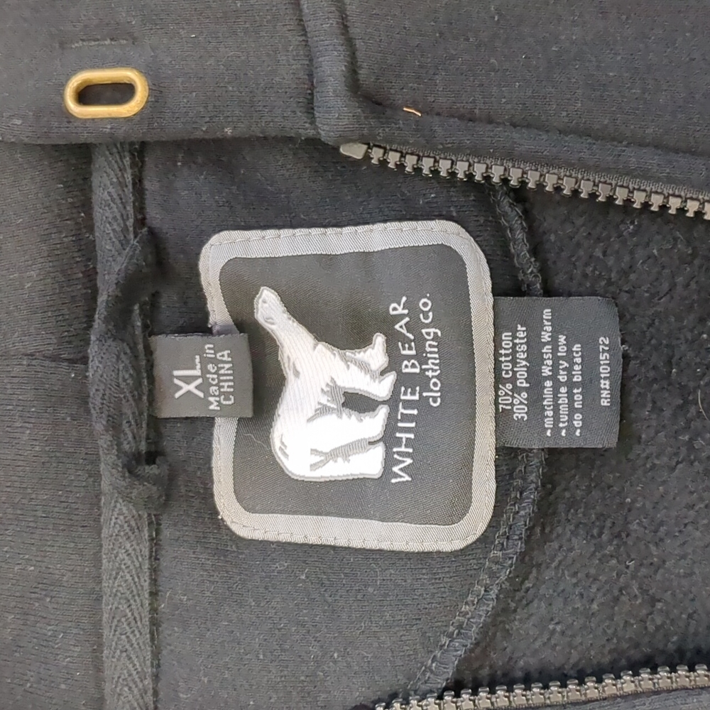 White Bear Clothing Firestone Ag Zip up Hoodie Jacket XL Black - Picture 3 of 6